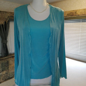 Citi Knits Petite XS Turquoise Long Sleeve Women's